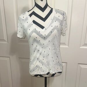 Rails White V Neck T Shirt w/ Cactus Print